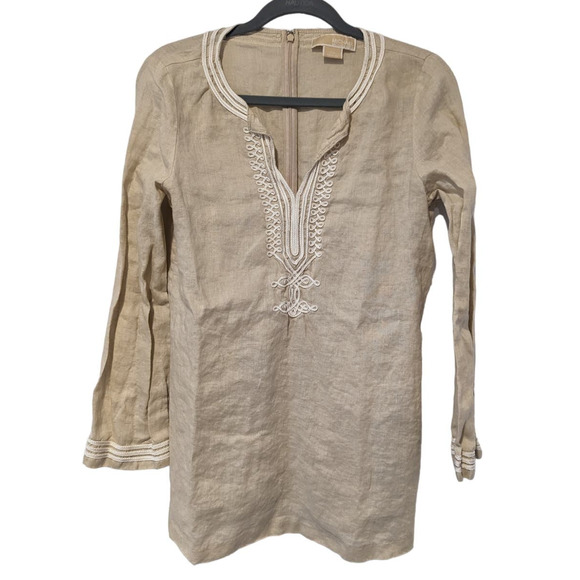 MICHAEL Michael Kors Tops - Michael by Michael Kors 100% Linen Beige Tunic Blouse